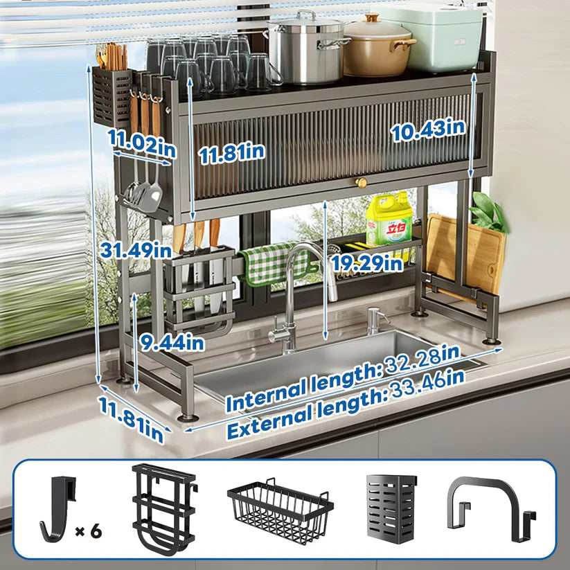Premium Over-Sink Organizer Rack – Space Saving Kitchen Storage