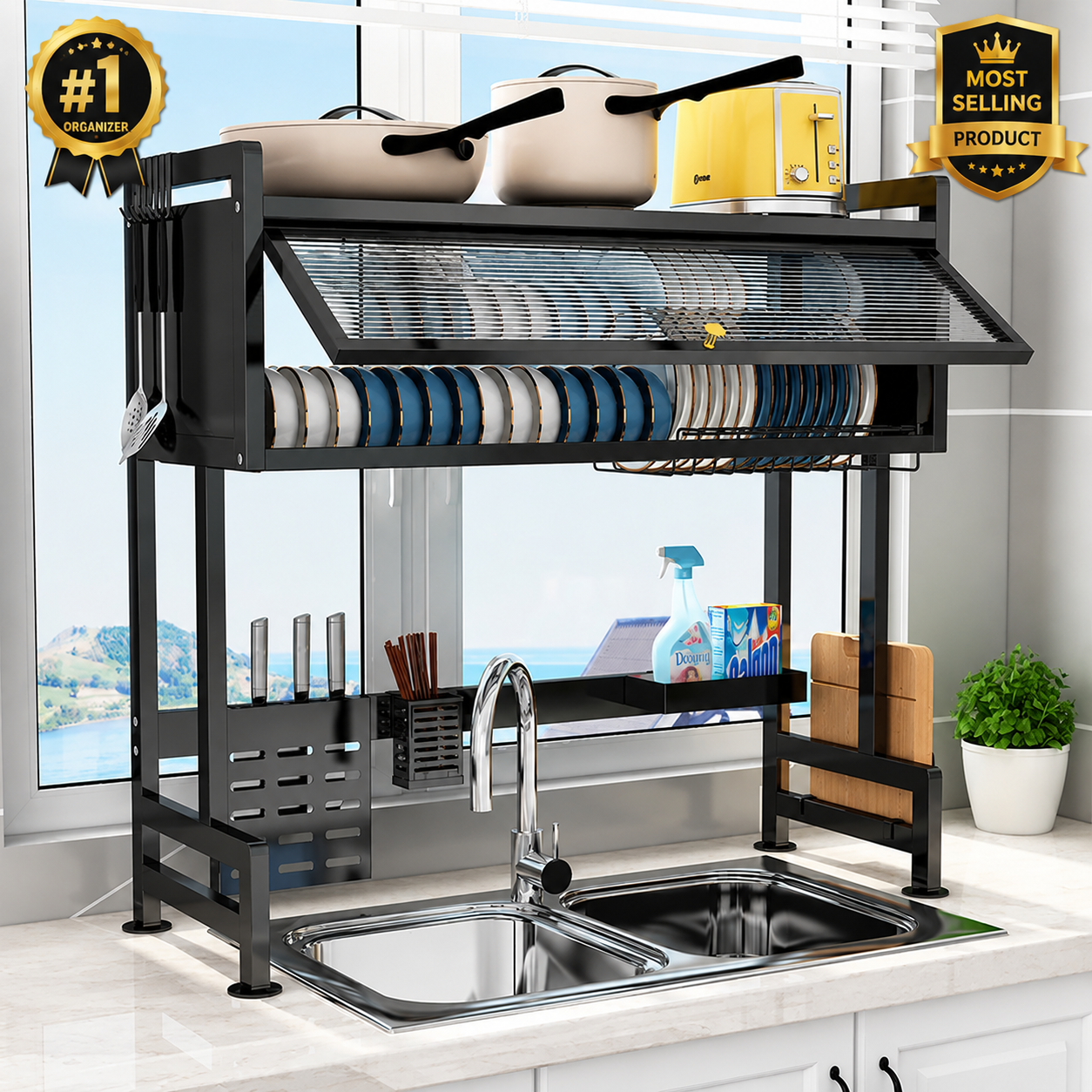 Premium Over-Sink Organizer Rack – Space Saving Kitchen Storage